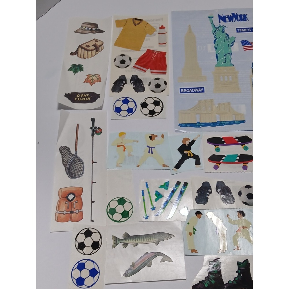 Vintage Scrapbook Sticker Lot Creative Memories Mrs Grossmans Sports Fishing NY